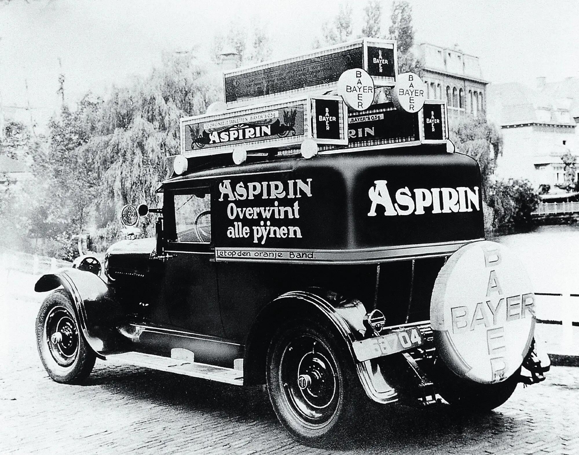 Aspirin advertising on a van