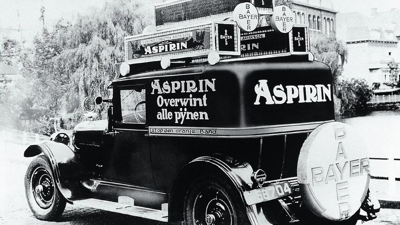 Aspirin advertising on a van