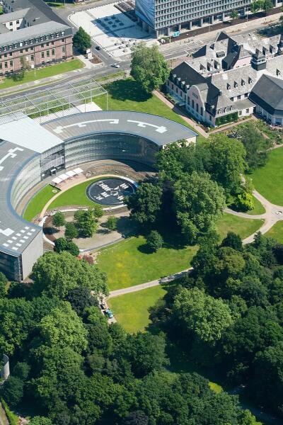 Aerial view of Bayer group headquarters in Leverkusen